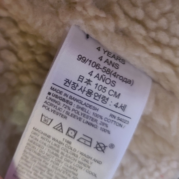 NWOT Gap Kids Sherpa Lined Denim Jacket Size 4 Years - Picture 5 of 7